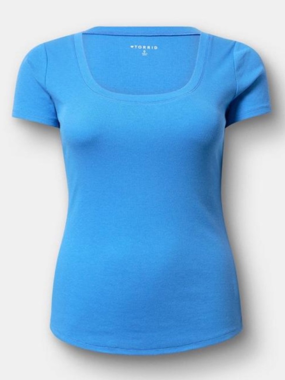 Torrid Cotton Modal Rib Scoop Tee Size 00/10 Regatta Blue NWT Sealed in Package